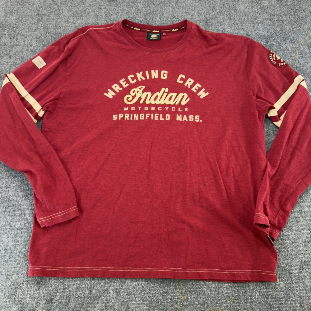 Indian Motorcycle Wrecking Crew Long Sleeve Shirt Red Size 2XL